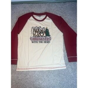Christmas With The Herd LazyOne Long Sleeve Pajama Tee Shirt XL